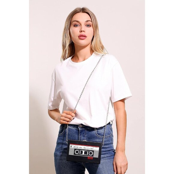 Women's Black 90s Hip Hop Handbags Purse Vintage Chain Bags 90s Outfit - Picture 8 of 15